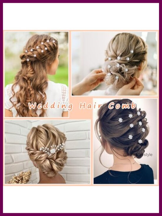 36pcs Silver Pearl Rhinestone Wedding Hair Pins Set Bridal Hair Combs main image 4